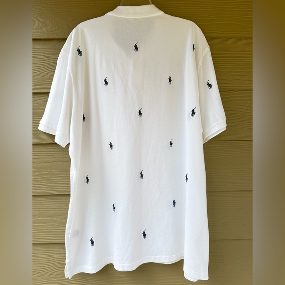 Polo Ralph Lauren Classic Fit Cotton White Blue Logo Polo Shirt Size XXL - Picture 6 of 9